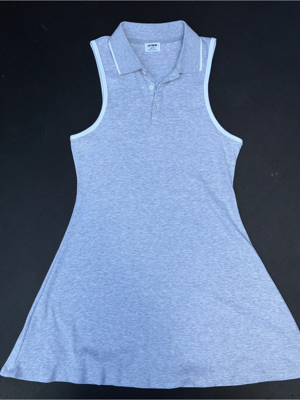 Cotton On Sporty Gray Sleeveless Polo Mini Dress